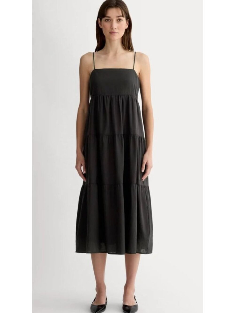 Everlane The Gauze Tiered Dress Women's Size XS in Black New With Tags!